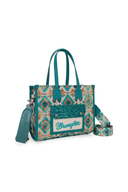 Wrangler Aztec Crossbody Tote Bag Turquoise