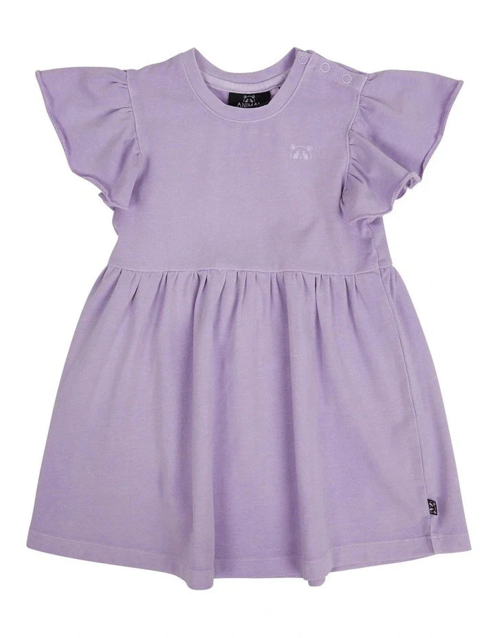 Animal Crackers Frill Dress Purple - TheSquarePeg
