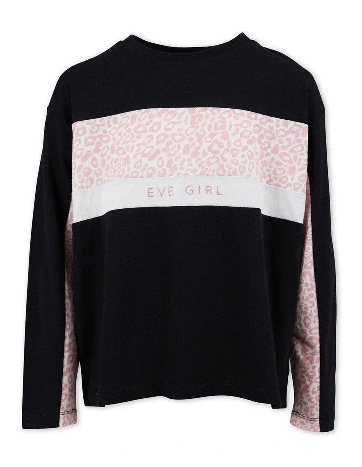 Eve Girl Base Panelled LS Tee Black