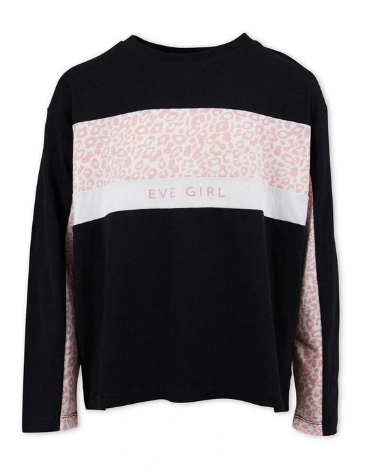 Eve Girl Base Panelled LS Tee Black