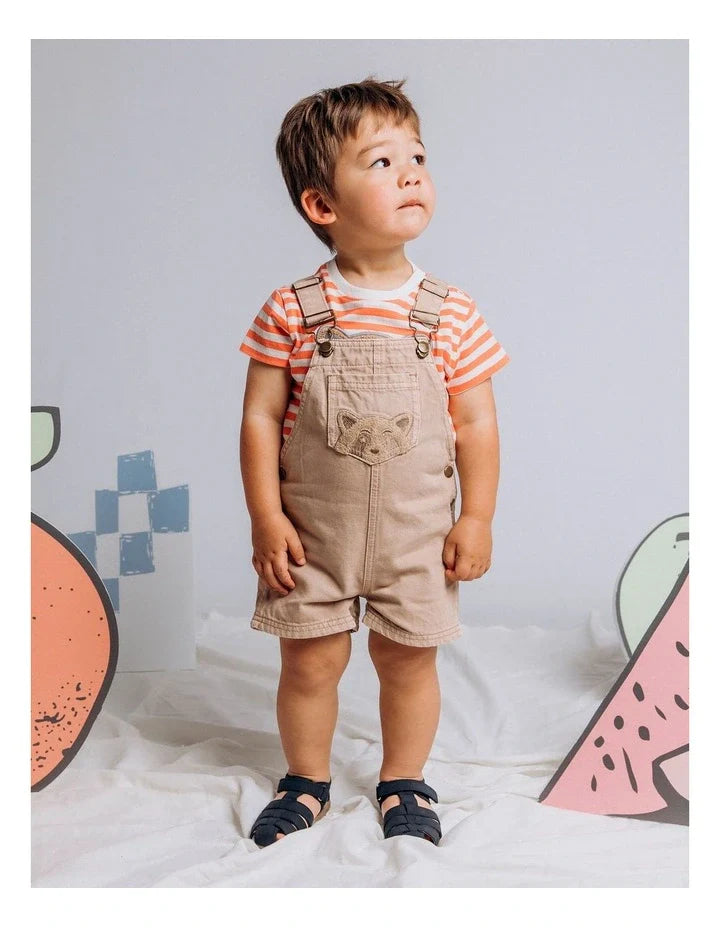 Animal Crackers Upside Overalls Tan - TheSquarePeg