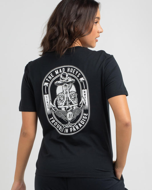 The Mad Hueys - TROUBLE IN PARADISE- WOMENS SS TEE - Size L - TheSquarePeg