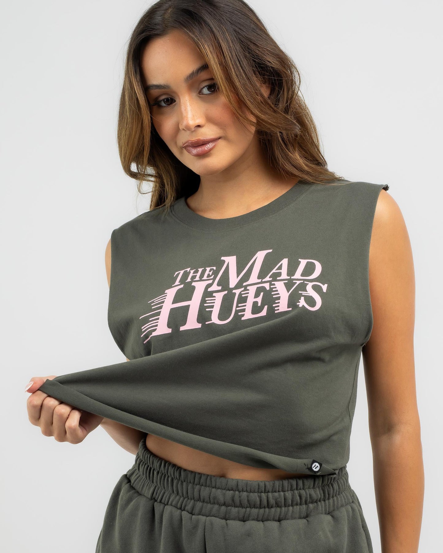 TMH SPEEDING HUEYS | WOMENS CROP MUSCLE - CHARCOAL