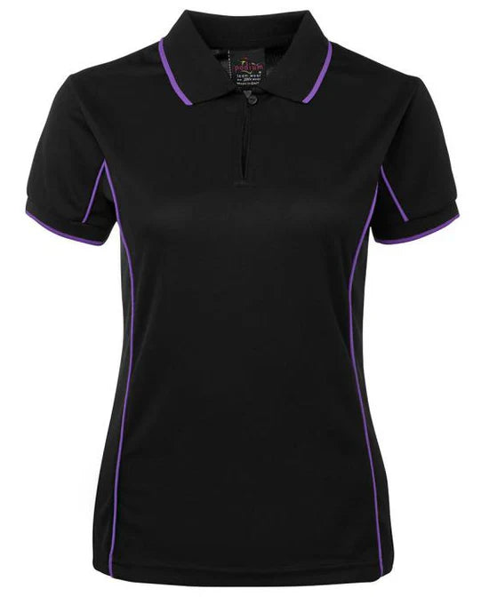 Ladies Piping Polo Black/Purple
