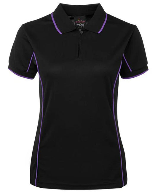 Ladies Piping Polo Black/Purple