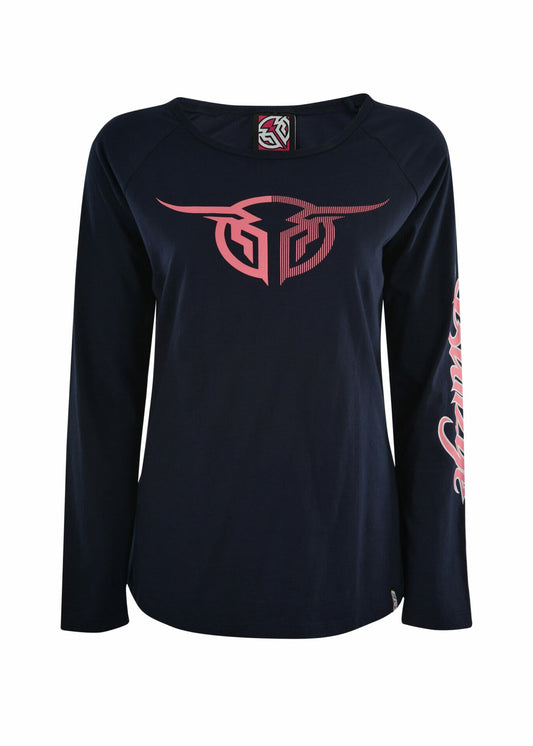Bullzye Womens Authentic L/S Raglan Tee