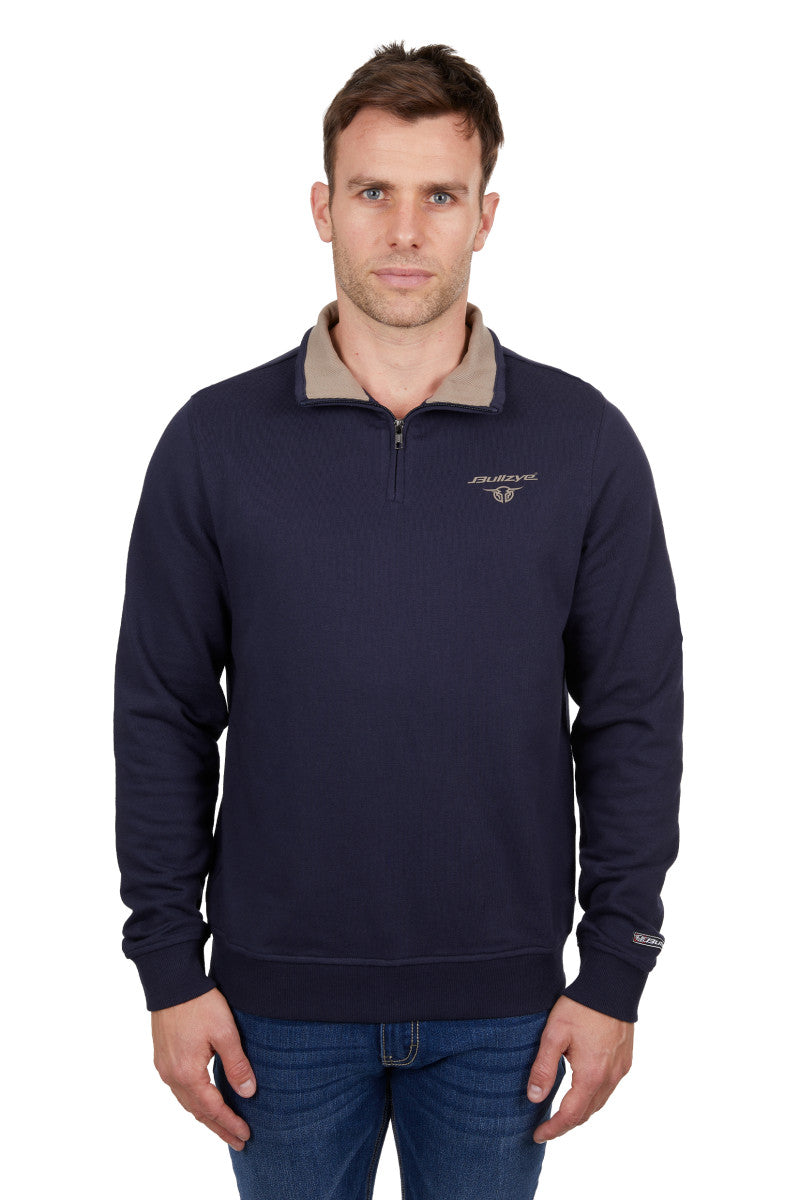 Bullzye Mens Aiden 1/4 Zip Pullover Navy Sml