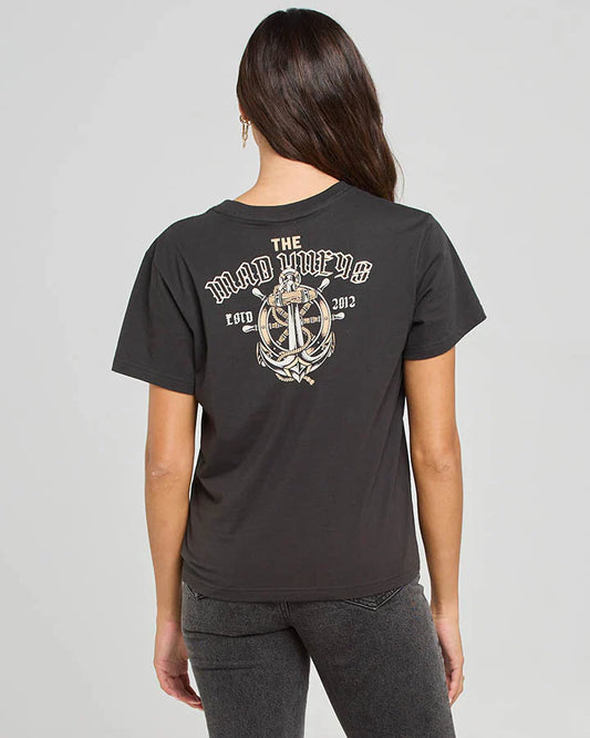 TMH Anchor Wheel Womens SS Tee Vintage Black