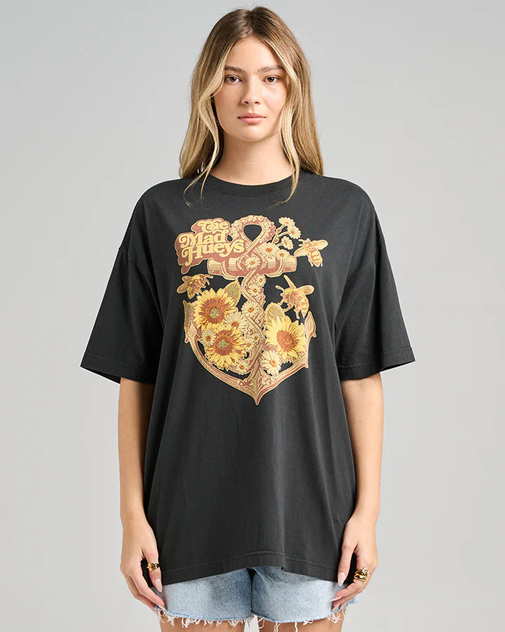TMH SUNFLOWER ANCHOR | WOMENS OVERSIZED SS TEE - TheSquarePeg