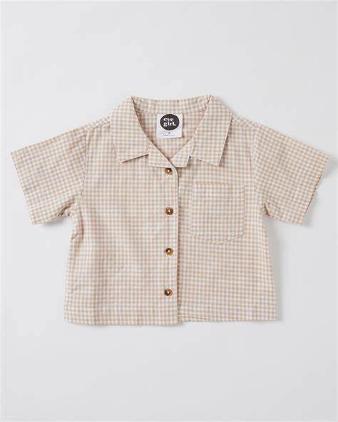 EVE GIRL SADIER CHECK SHIRT TAN 14-16