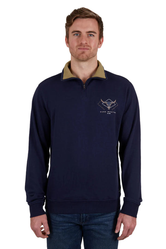 Pure Western Mens Alexander 1/4 Zip Navy