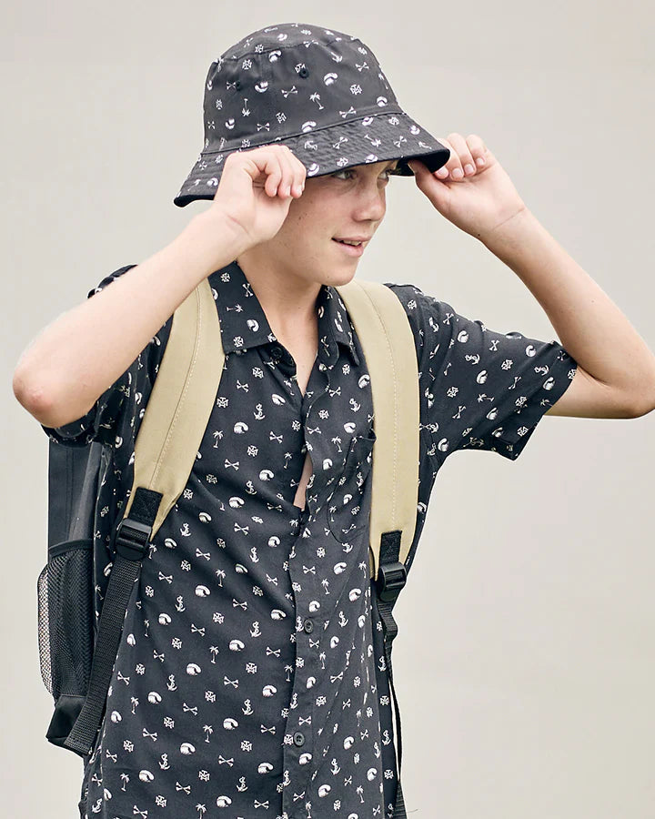 TMH ANCHOR BONES | YOUTH REVERSIBLE BUCKET HAT - BLACK - TheSquarePeg
