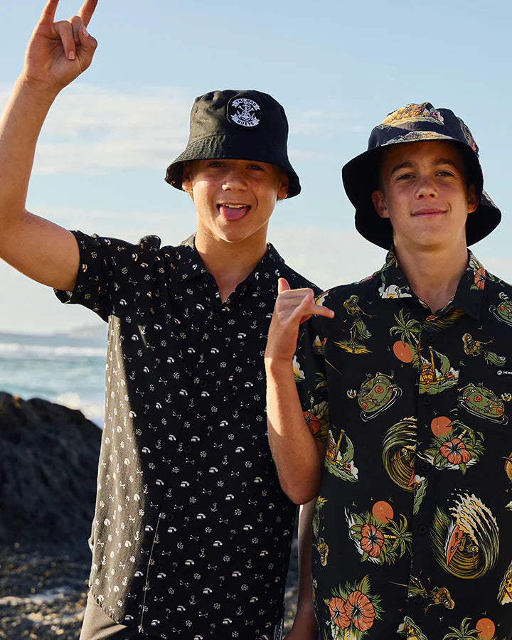 TMH ANCHOR BONES | YOUTH REVERSIBLE BUCKET HAT - BLACK - TheSquarePeg