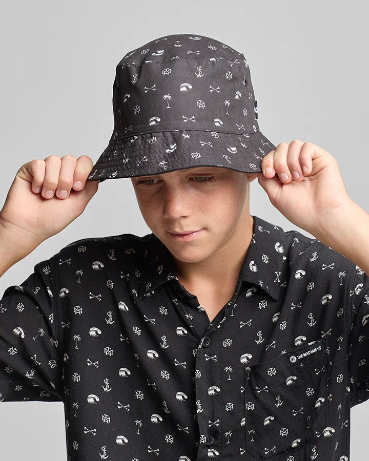 TMH ANCHOR BONES | YOUTH REVERSIBLE BUCKET HAT - BLACK - TheSquarePeg