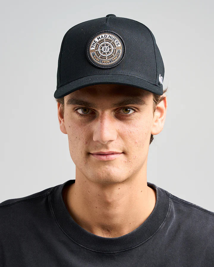 TMH HUEYS SHIP WHEEL | TWILL SNAPBACK - BLACK - TheSquarePeg