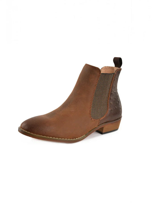 Thomas Cook Wmns Chelsea Ostrich Print Boot Dark Brown