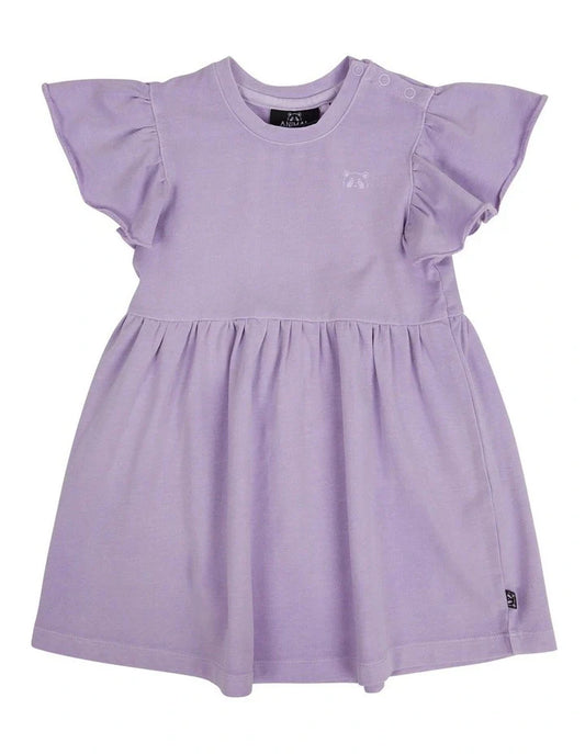 Animal Crackers Frill Dress Purple - TheSquarePeg