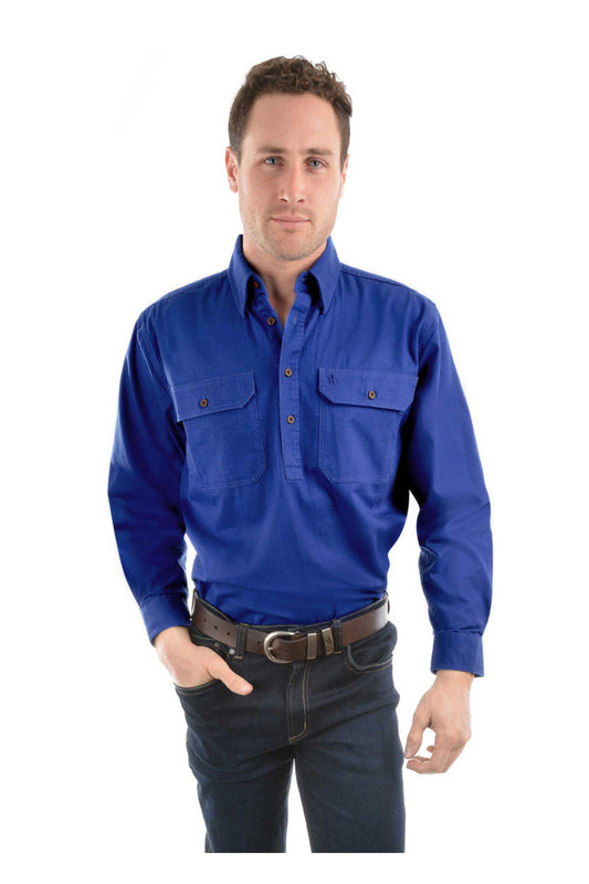 Thomas Cook Heavy Drill Half Placket LS Shirt Bone 4XL