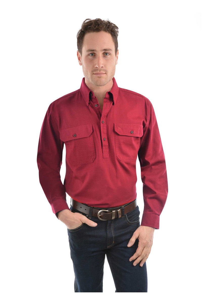 Thomas Cook Heavy Drill Half Placket LS Shirt Bone 4XL