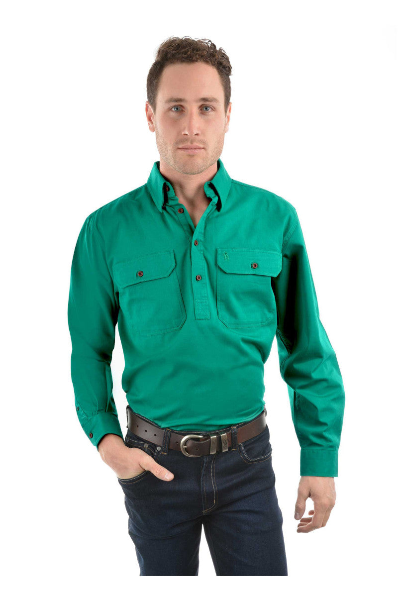 Thomas Cook Heavy Drill Half Placket LS Shirt Bone 4XL