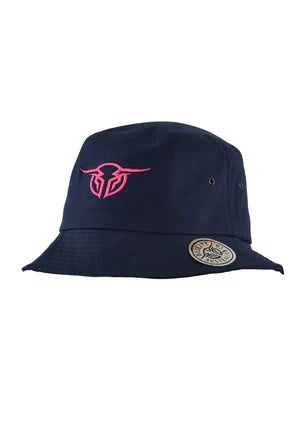 Bullzye Logo Bucket Hat Navy/Pink - TheSquarePeg